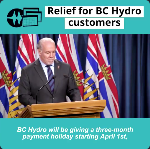 BC Hydro customers to get 3 months bill relief | ICBC providing Autoplan payment deferral